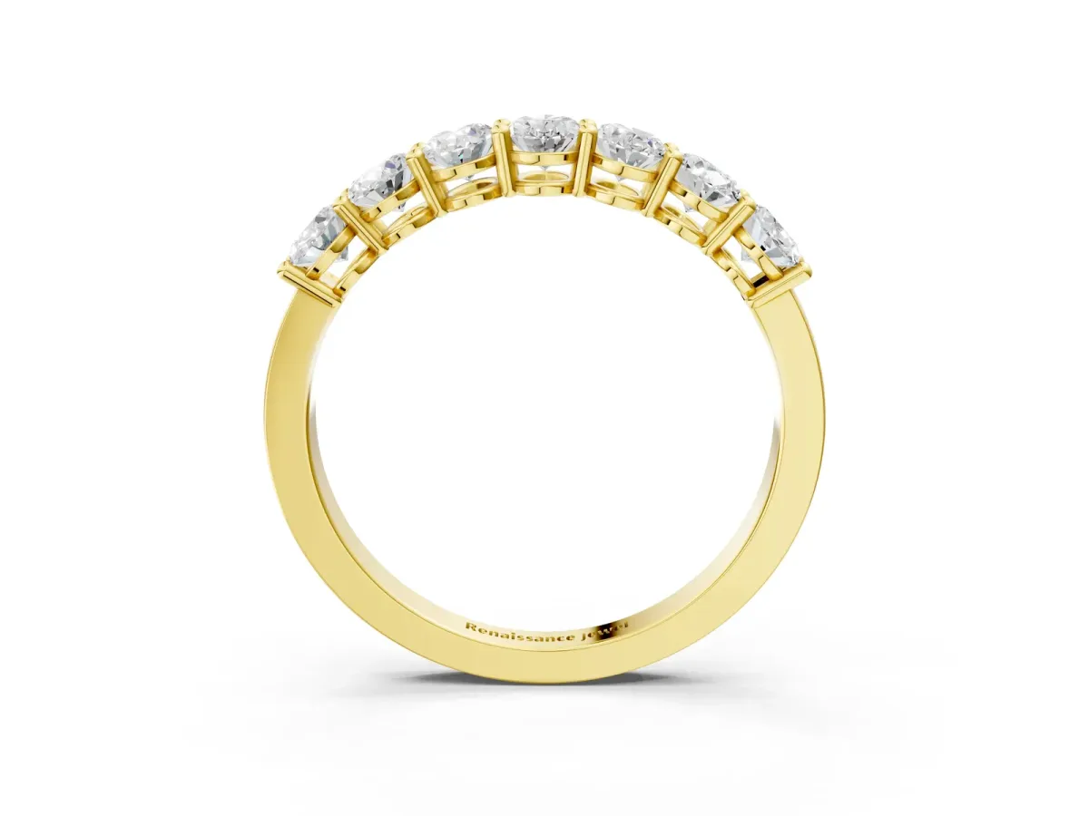 Oval Diamond Shared Prong Eternity Band Yellow gold