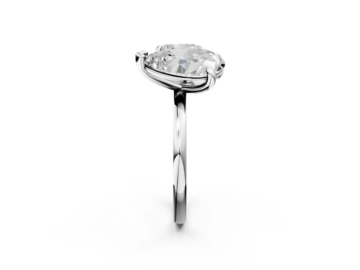 Pear and Cushion Toi Moi Ring with Prong Setting and Plain Band Silver
