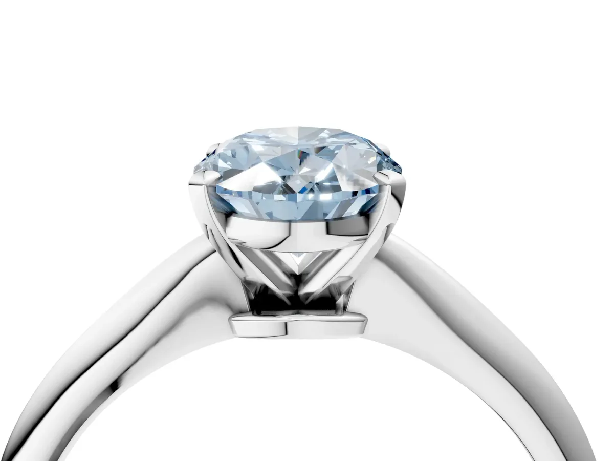 Fancy Blue Oval Cut Diamond Solitaire Engagement Ring with Classic Band and Four-Prong Setting Silver