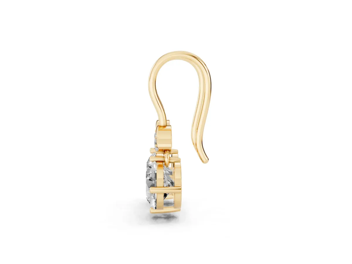 Round Diamond Water Lily Drop Earrings with Diamond Accents Yellow gold