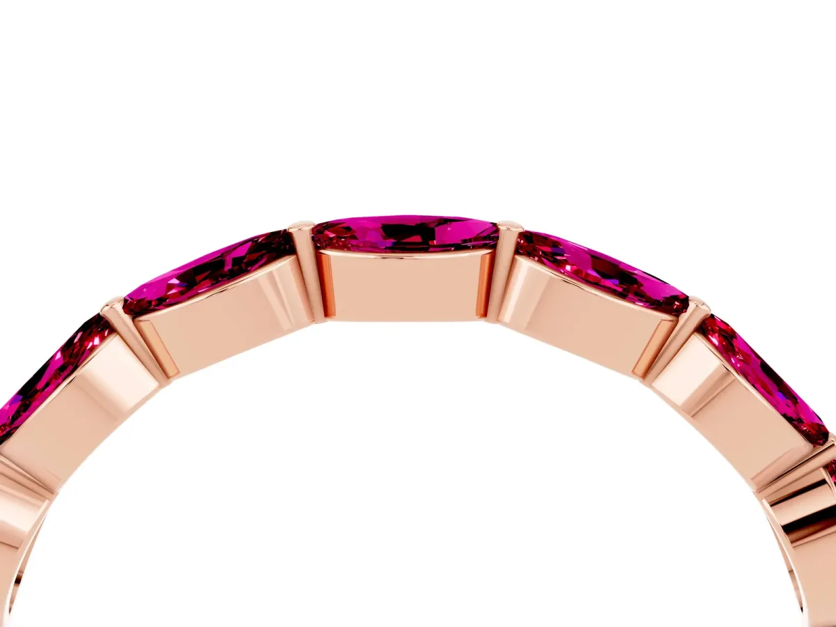 Marquise Garnet Half Eternity Band with Prong Setting Rose gold