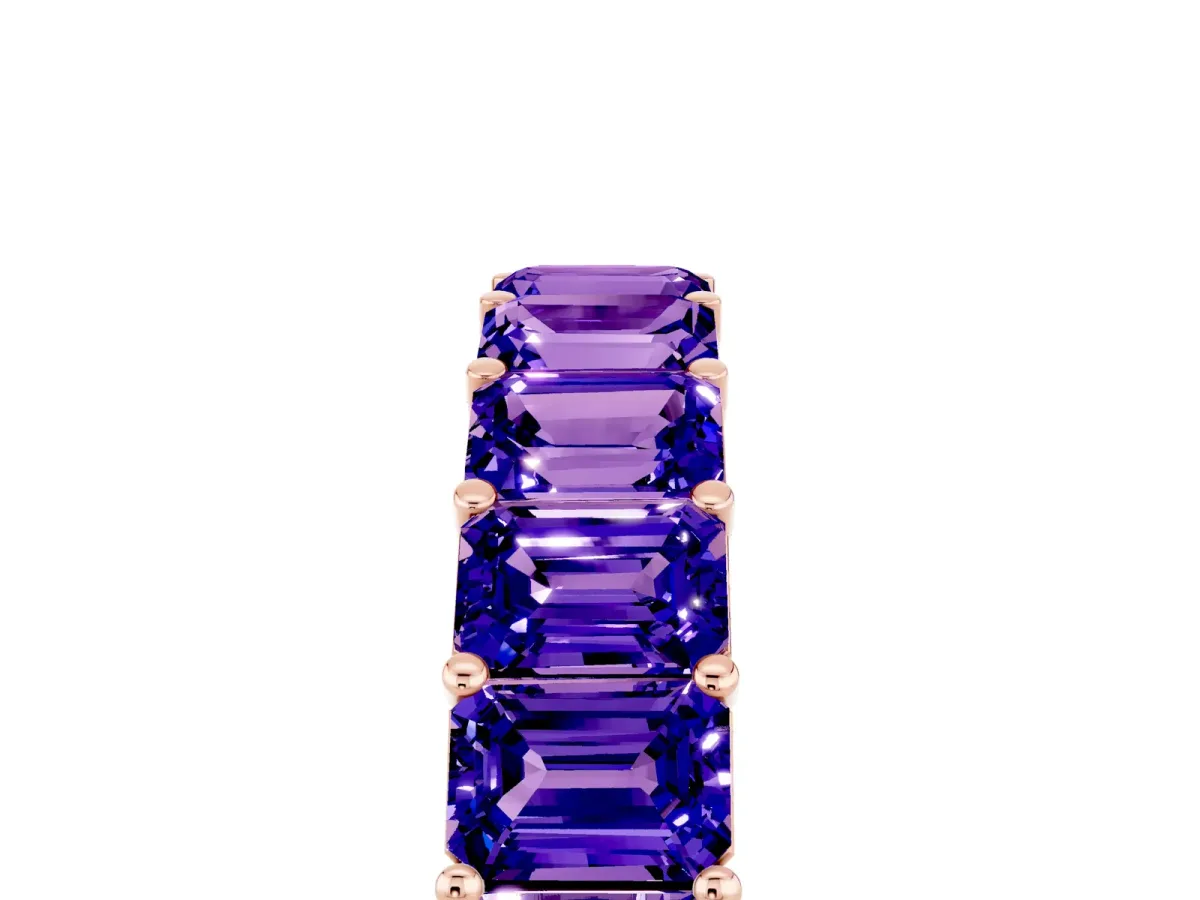 Emerald Cut Tanzanite Eternity Band with Shared Prong Setting Rose gold