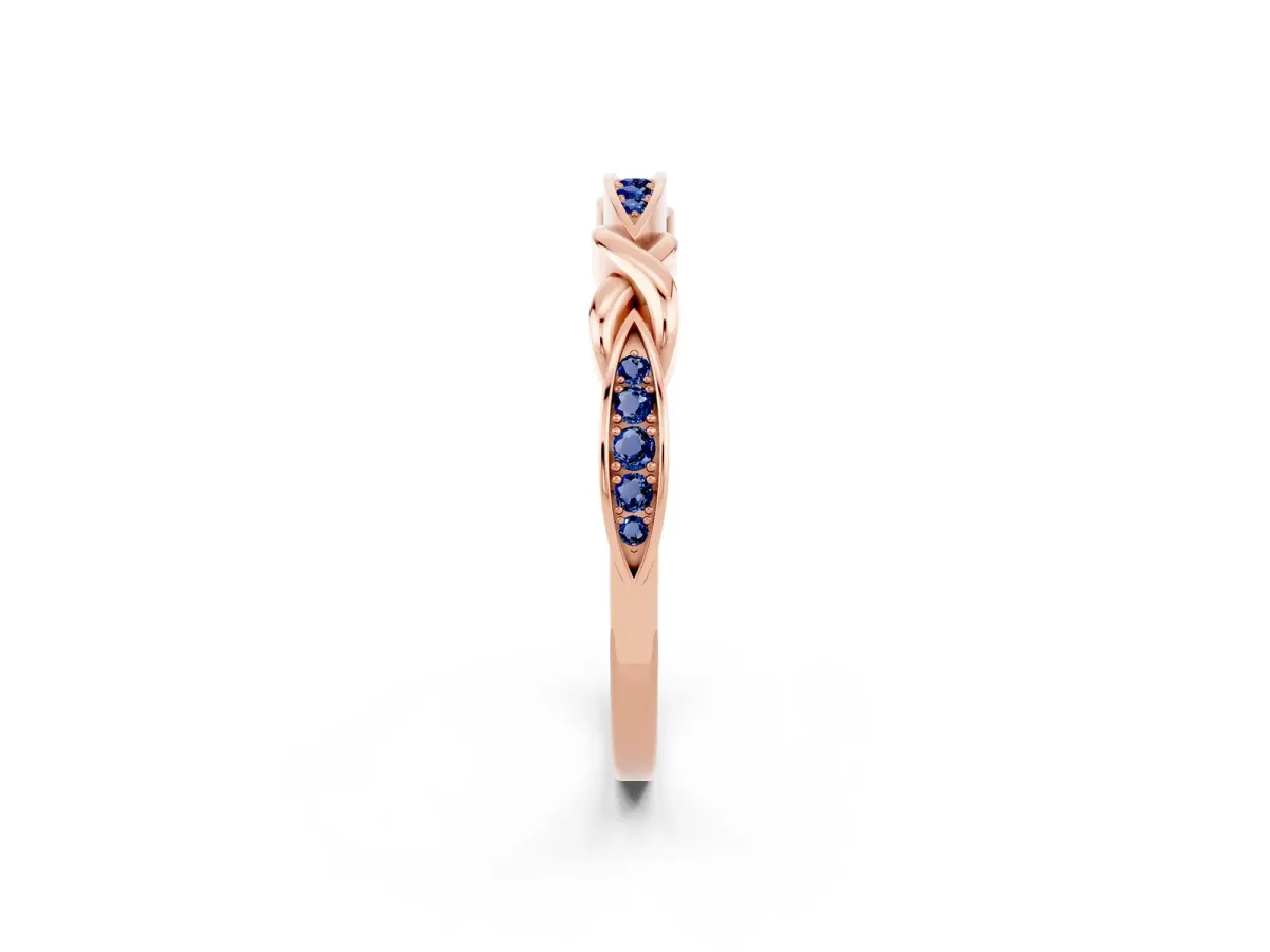 Twisted Marquise Blue Sapphire Pavé Band with Shared Prong Setting Rose gold
