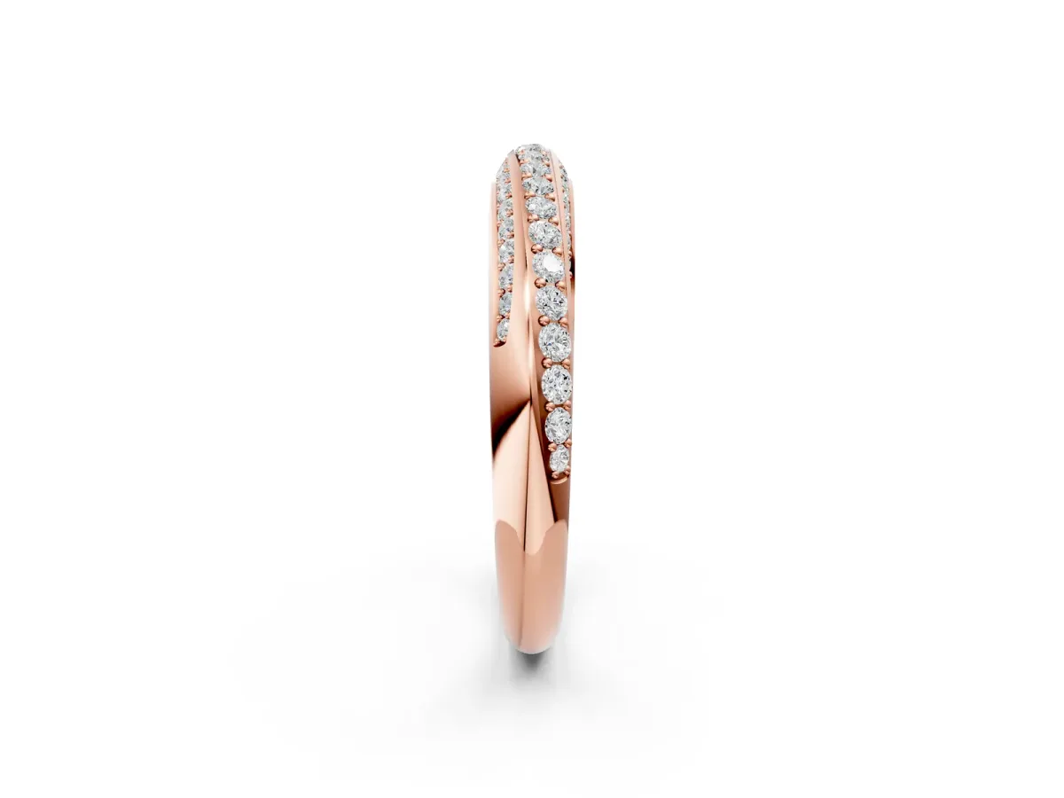 Double Row Pavé Round Diamond Channel Set Band Rose gold