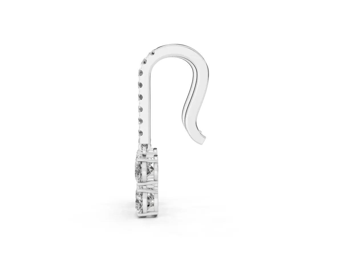 Oval Cut Diamond Multi-Shape Hook Drop Earrings White gold