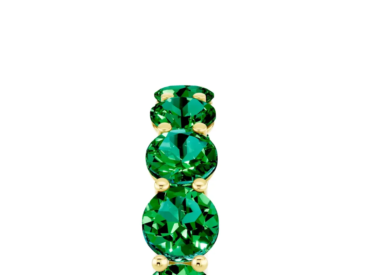 Round Emerald Shared Prong Eternity Band Yellow gold