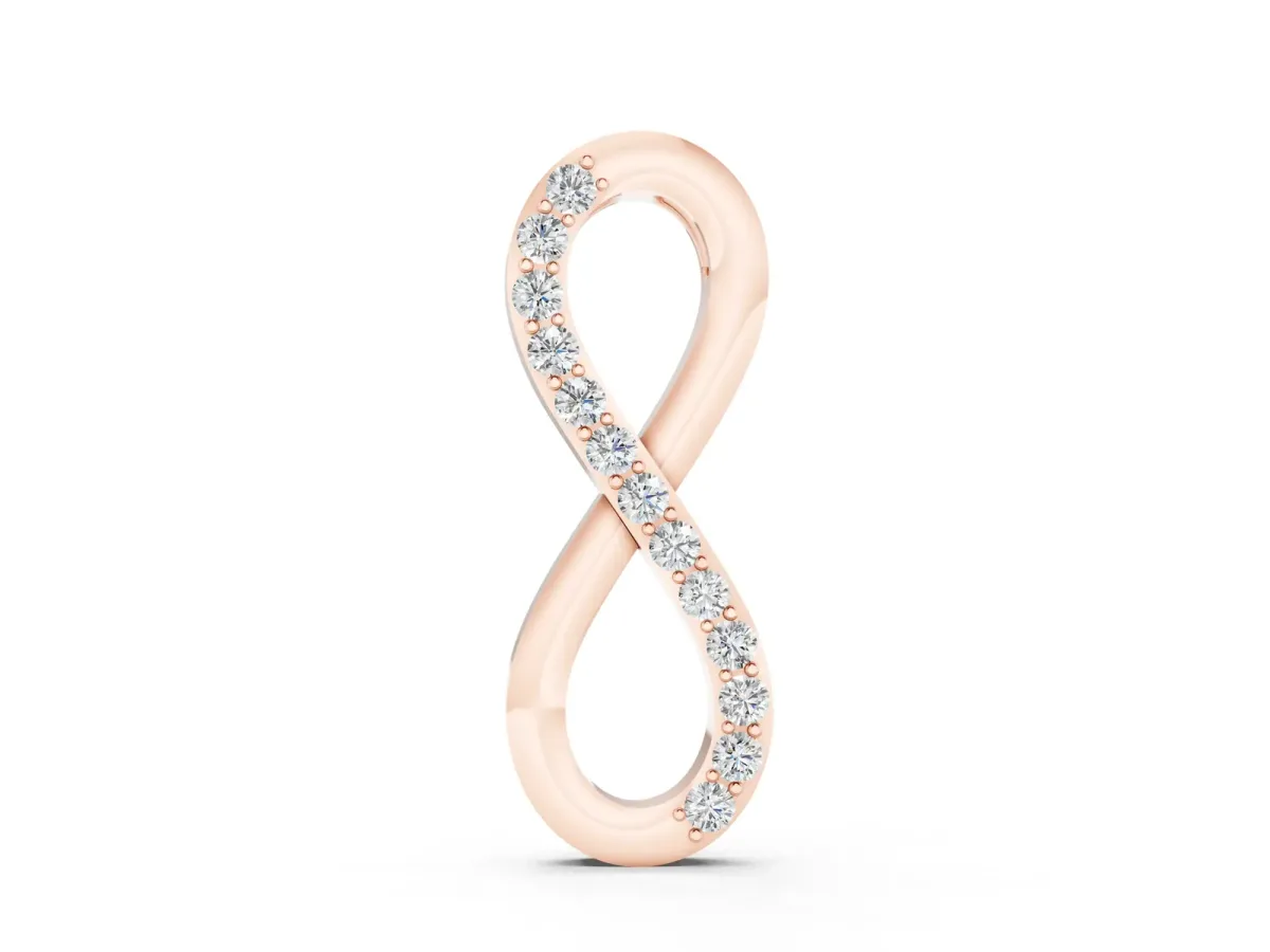 Infinity Pendant with Round Brilliant Diamonds in Pavé Setting Rose gold