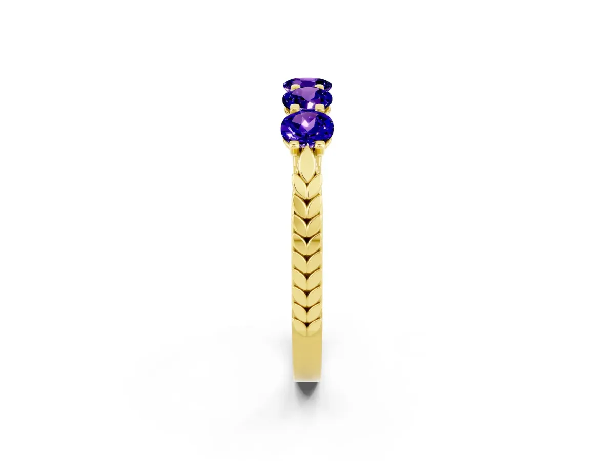 Five-Stone Round Tanzanite Prong-Set Band Yellow gold