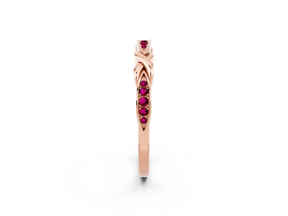 Twisted Marquise Garnet Pavé Band with Shared Prong Setting Rose gold