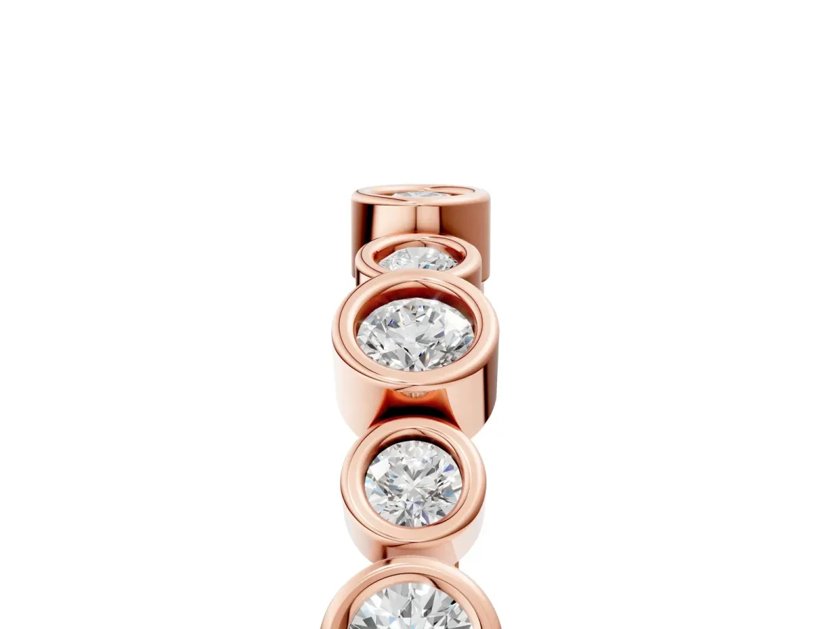 Bezel Set Round Diamond Half Eternity Band Rose gold