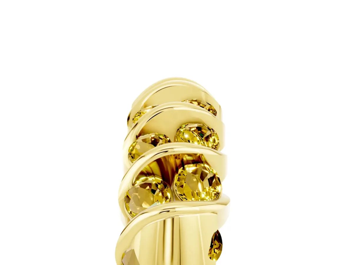 Channel Set Round Yellow Sapphire Multi-Row Band Yellow gold