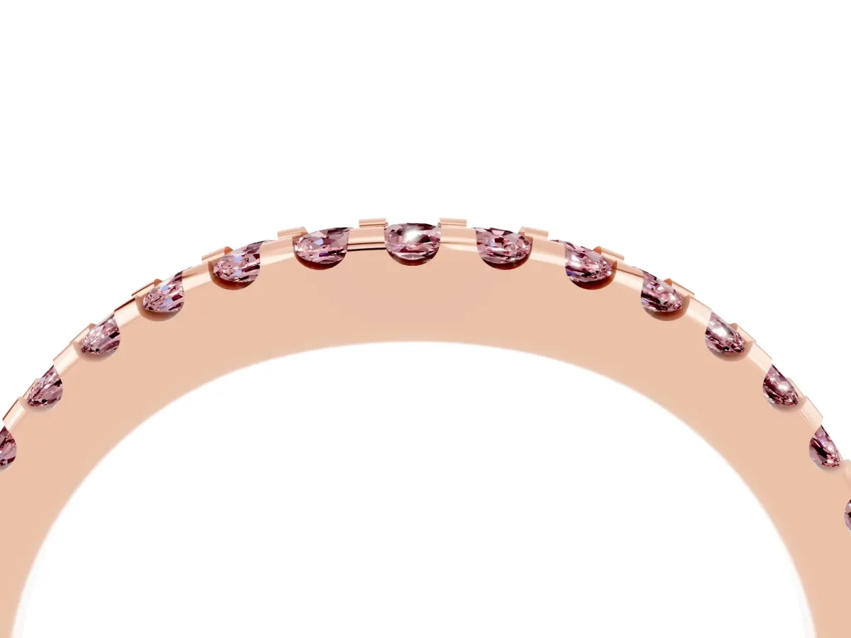 Round Morganite Pavé Curved Wedding Band Rose gold
