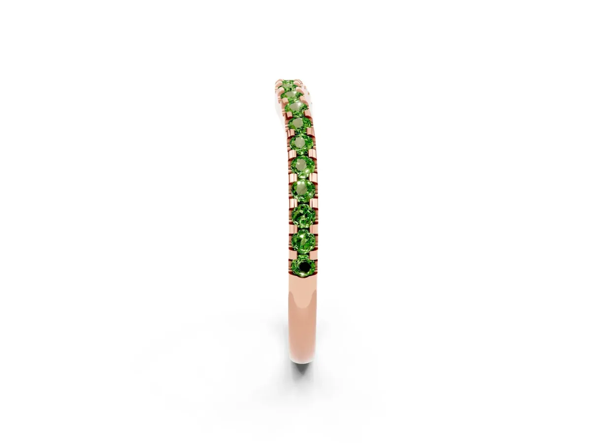 Round Peridot Pavé Curved Wedding Band Rose gold