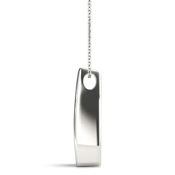Channel Set Round Diamond Prong Pendant Silver