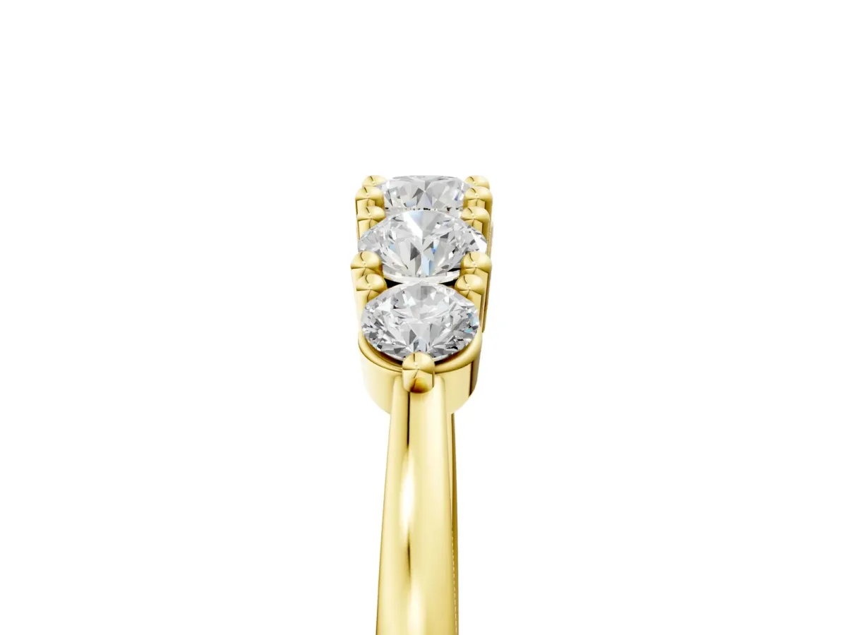 Round Brilliant Diamond Half-Eternity Band with Prong Setting Yellow gold