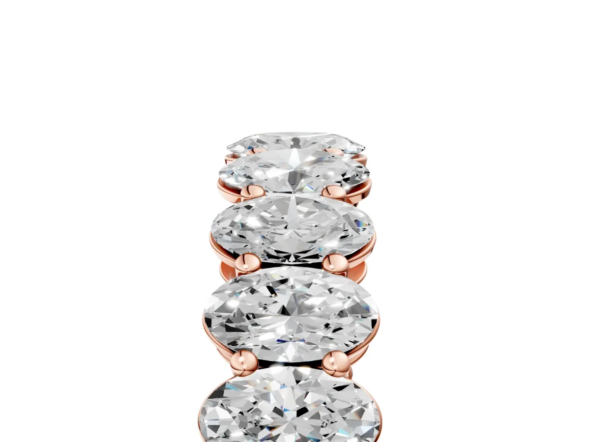 Oval Cut Diamond Eternity Band with Shared Prong Setting Rose gold