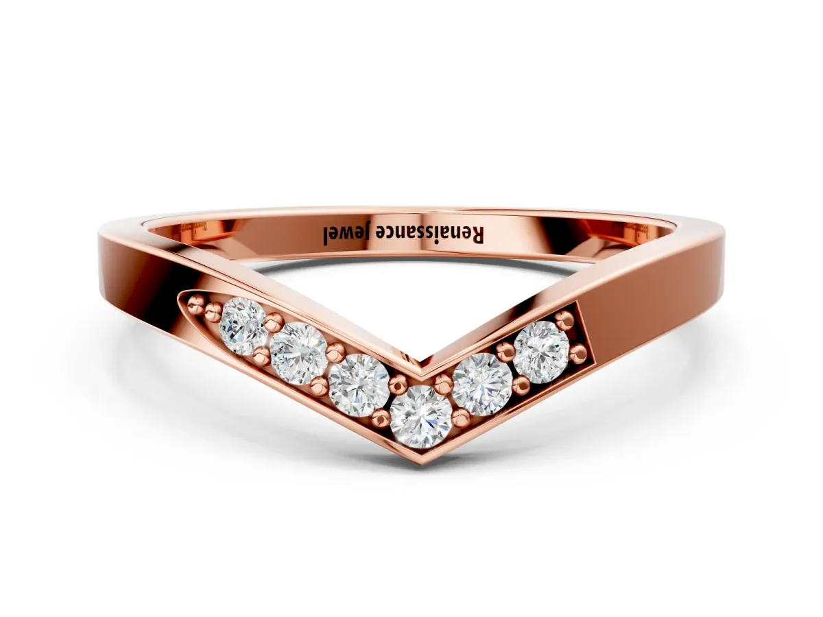 Chevron Pavé Round Diamond Twist Band Rose gold