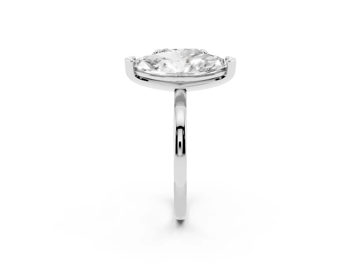 Radiant and Marquise Toi Moi Ring with Prong Setting and Plain Band White gold
