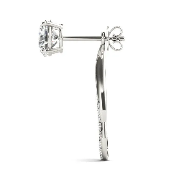 Round Cut Prong Set Diamond Infinity Drop Earrings Silver