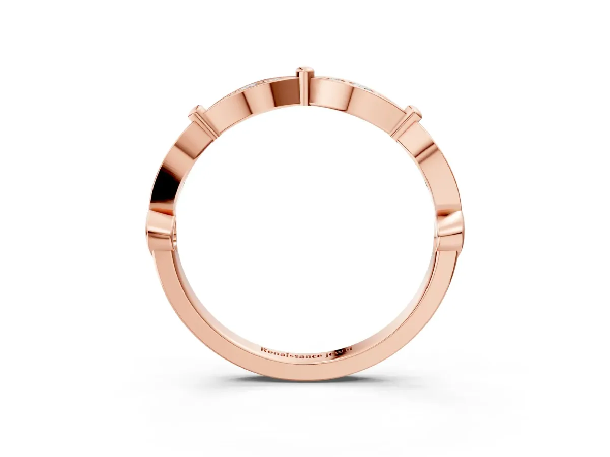 Marquise Diamond Pavé Eternity Band with Bezel Setting Rose gold