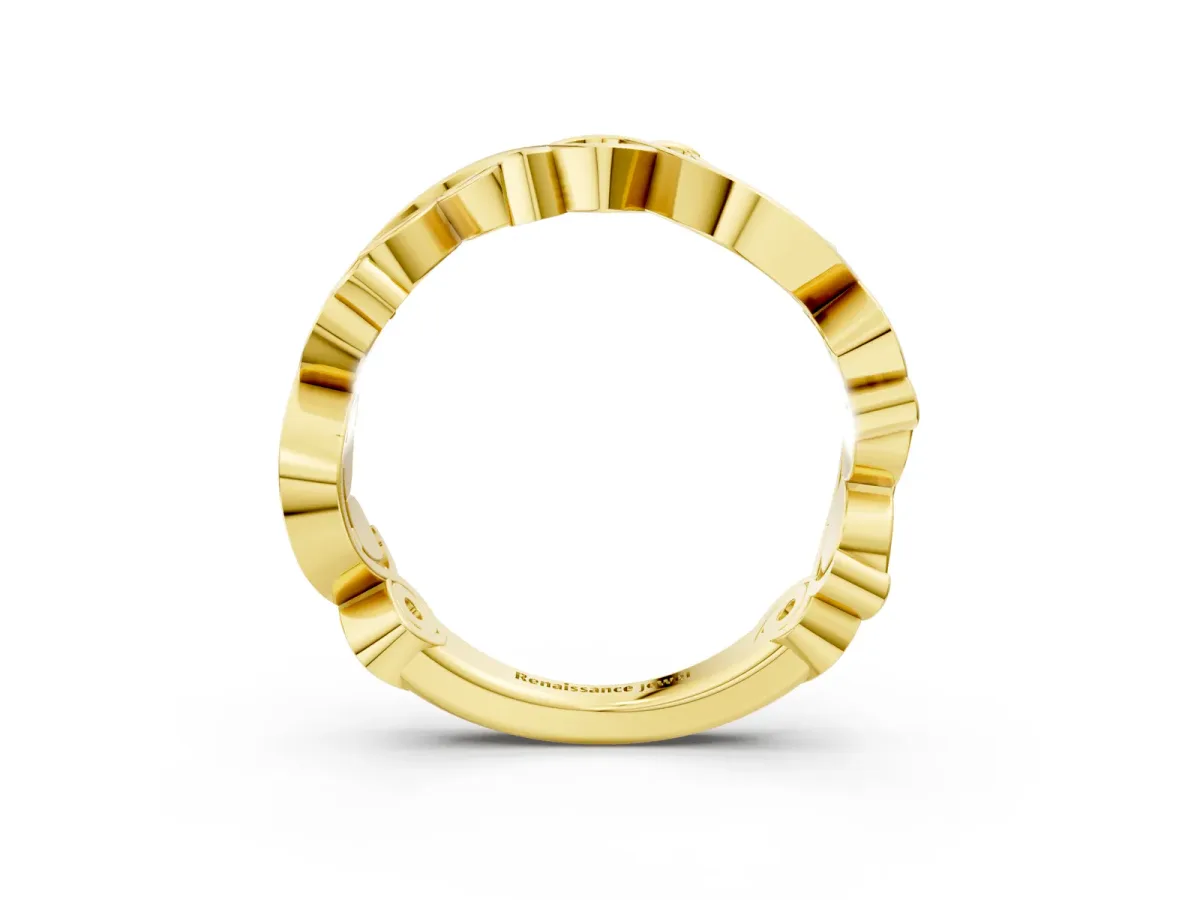 Marquise and Round Diamond Infinity Eternity Band with Bezel Setting Yellow gold