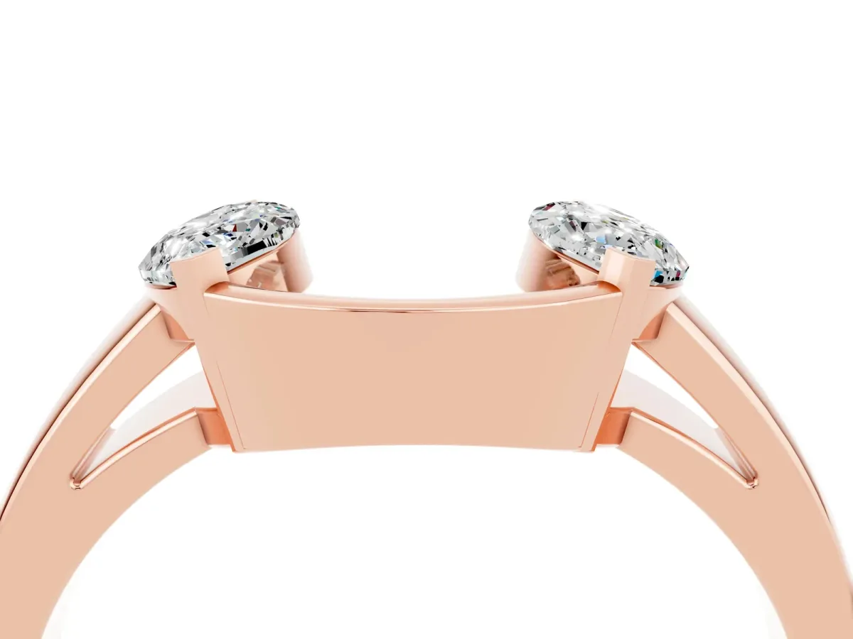 Marquise Moissanite Open Band Ring with Tension Setting Rose gold