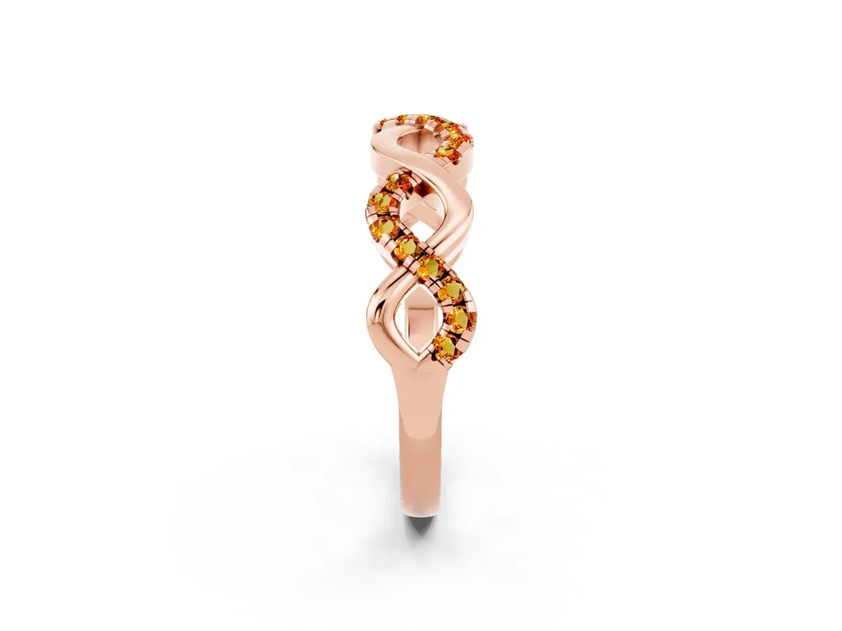 Twist Infinity Round Citrine Band with Pavé Setting Rose gold