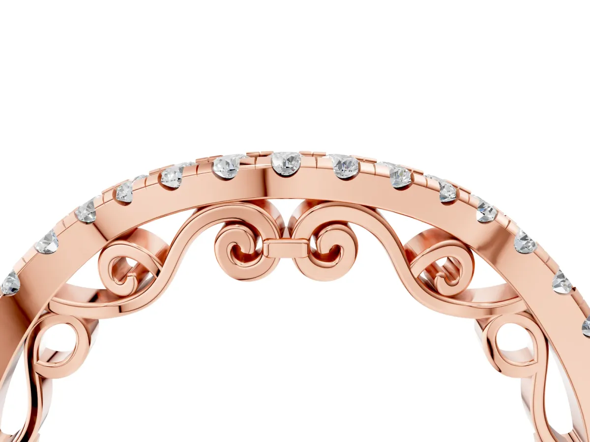 Curved Diamond Pavé Round Eternity Band with Shared Prong Setting Rose gold