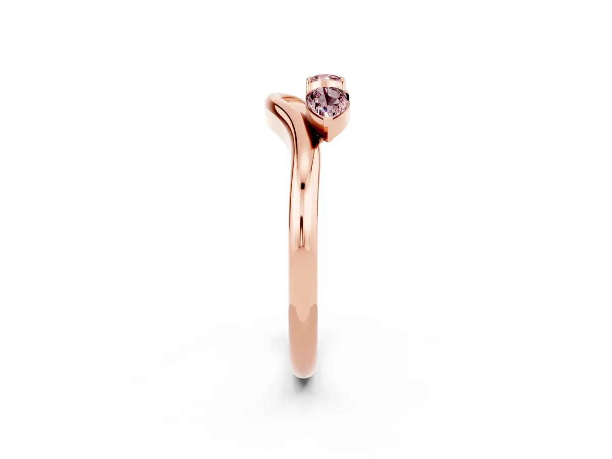 Pear Cut Morganite Two-Stone Open Band Ring with Prong Setting Rose gold