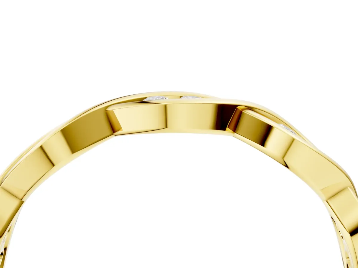 Round Diamond Twist Eternity Band with Bezel Setting Yellow gold