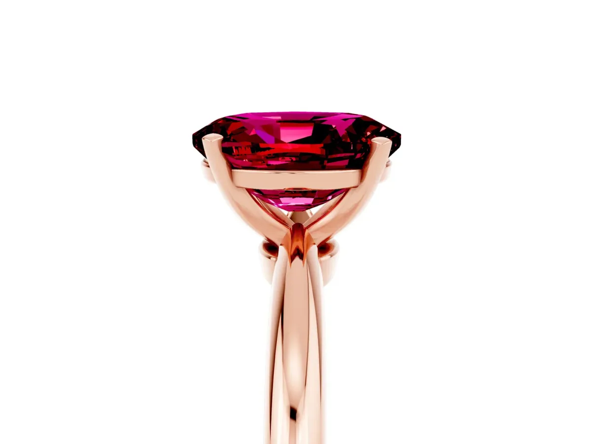 Oval Cut Garnet Solitaire Ring with Six-Prong Setting and Classic Band Rose gold