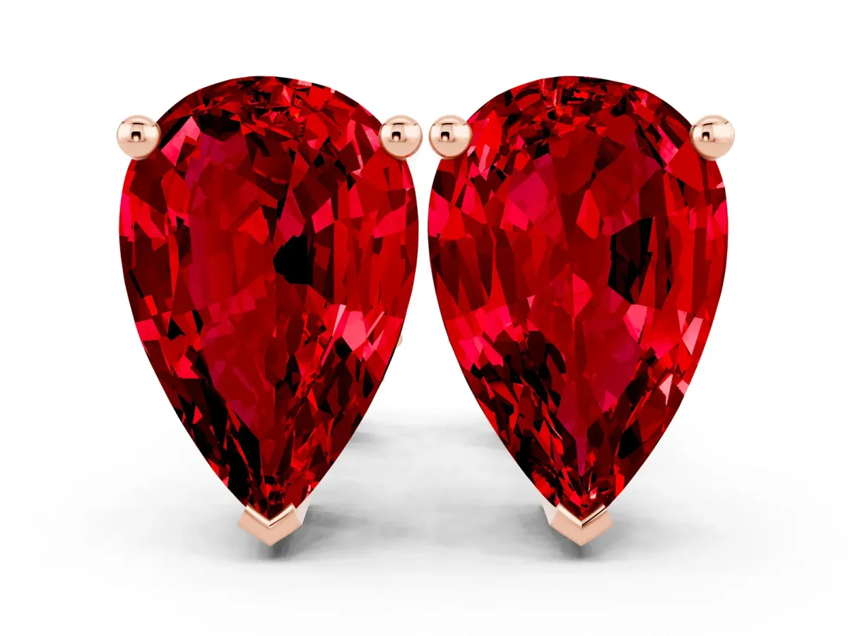 Pear Cut Ruby Stud Earrings Rose gold