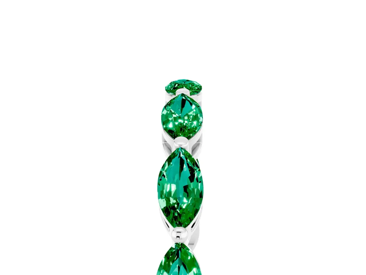 Marquise Emerald Eternity Band with U-Prong Setting White gold