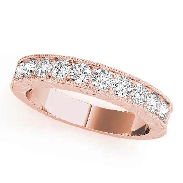 Round Cut Channel Set Diamond Eternity Band Rose gold