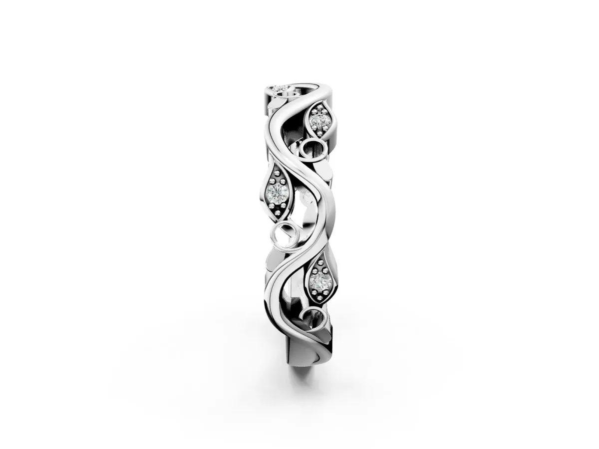 Marquise Diamond Vine Eternity Band with Bezel Setting White gold