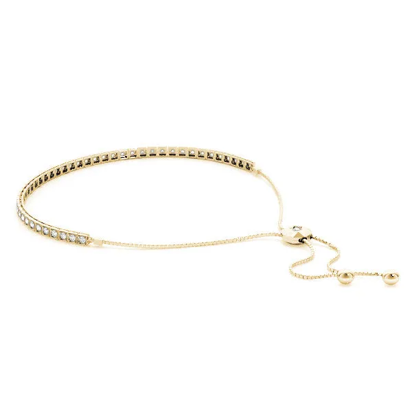 Box-Set Round Diamond Adjustable Tennis Bracelet Yellow gold