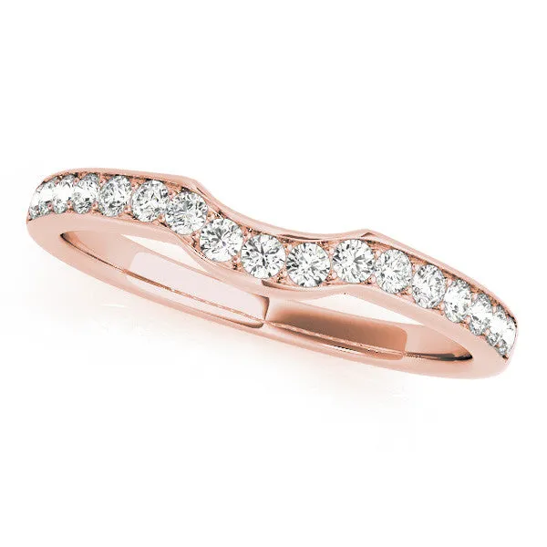 Curved Pavé Round Diamond Contour Band Rose gold
