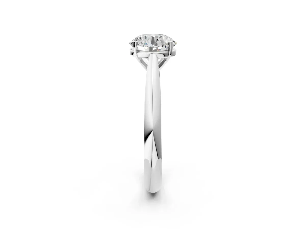 Round Cut Diamond Solitaire Engagement Ring with Cathedral Setting and Four-Prong Mount White gold