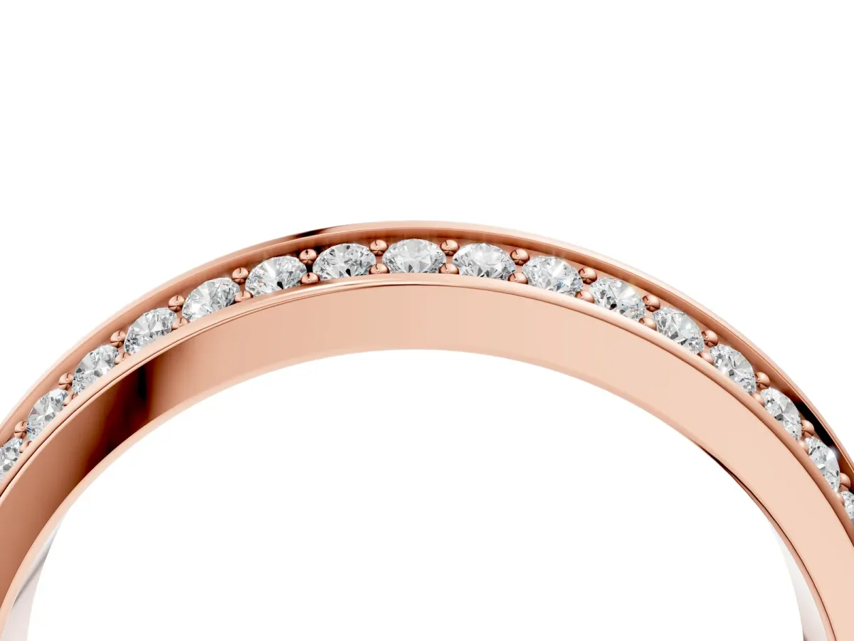 Double Row Round Diamond Channel Set Eternity Band Rose gold