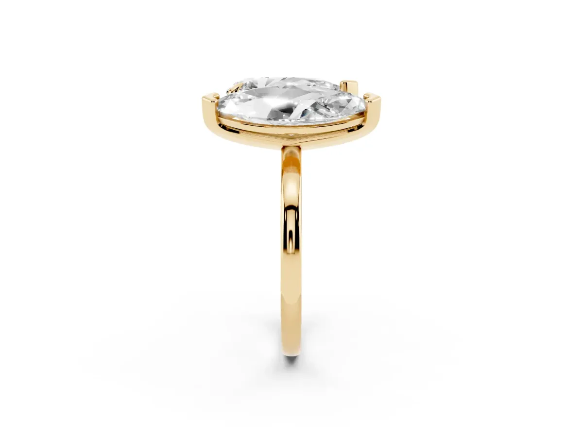 Pear and Marquise Toi Moi Ring with Prong Setting and Plain Band Yellow gold