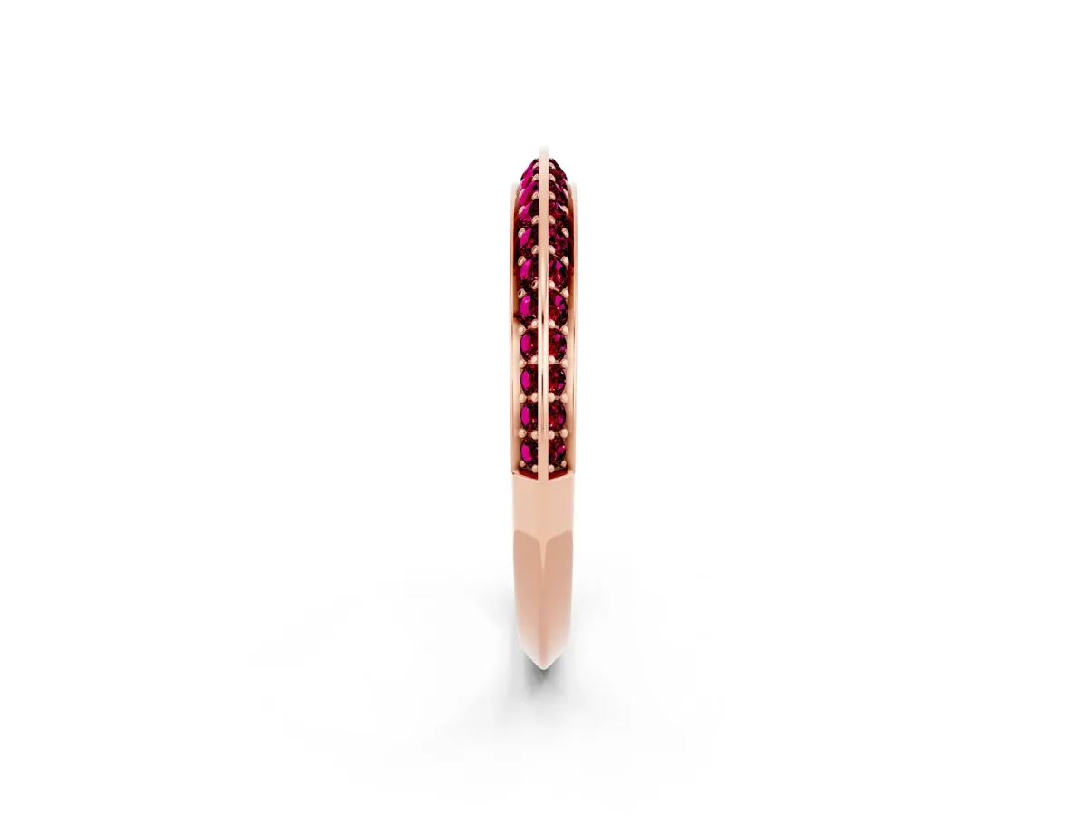 Double Row Pavé Round Garnet Eternity Band with Channel Setting Rose gold