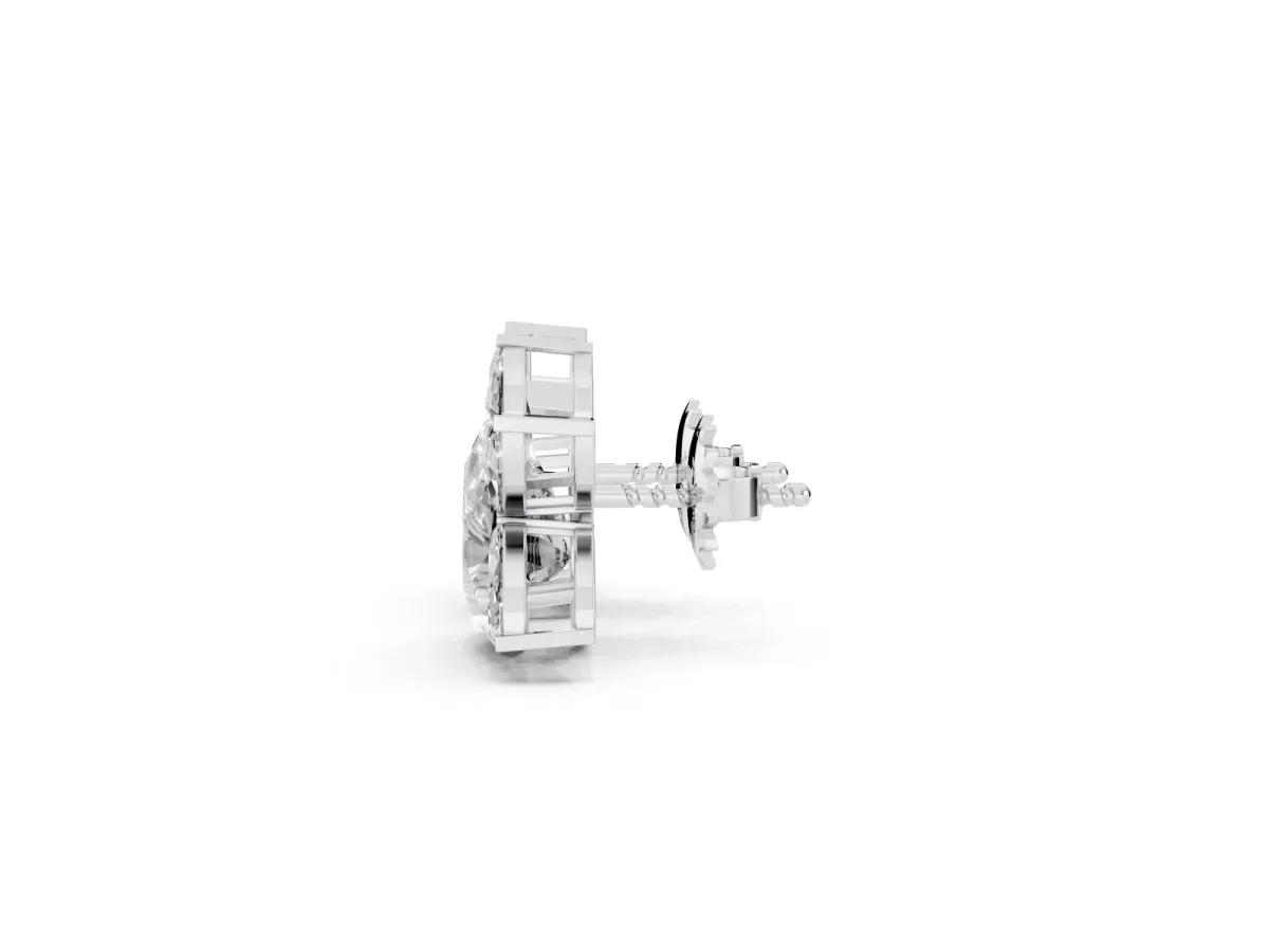 Pear Diamond Fan Stud Earrings with Marquise Lab Grown Diamond Accents Platinum