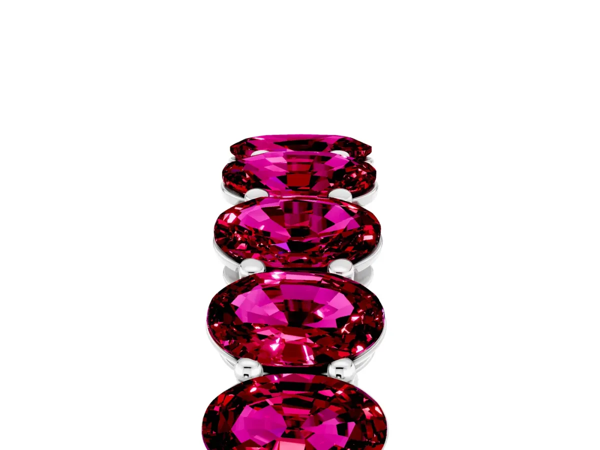 Oval Cut Garnet Eternity Band with Shared Prong Setting Platinum