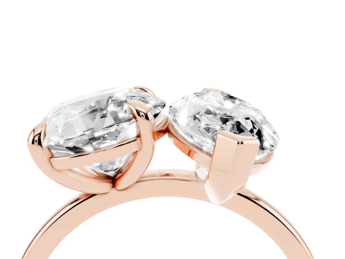 Round and Marquise Toi Moi Ring with Prong Setting and Plain Band Rose gold