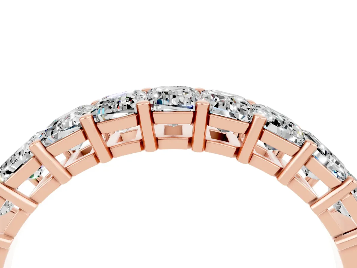 Emerald Cut Moissanite Prong-Set Eternity Band Rose gold