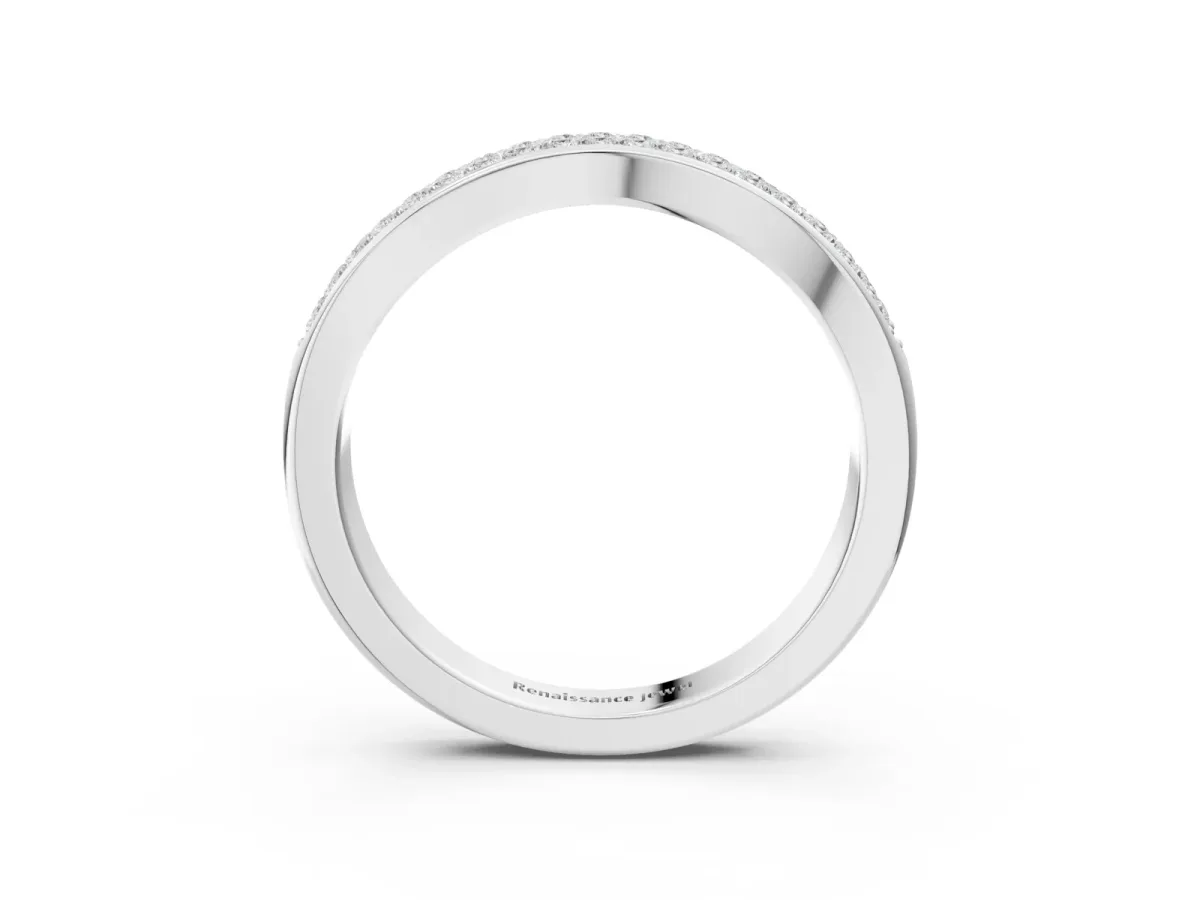 Pavé Round Diamond Contour Band Silver