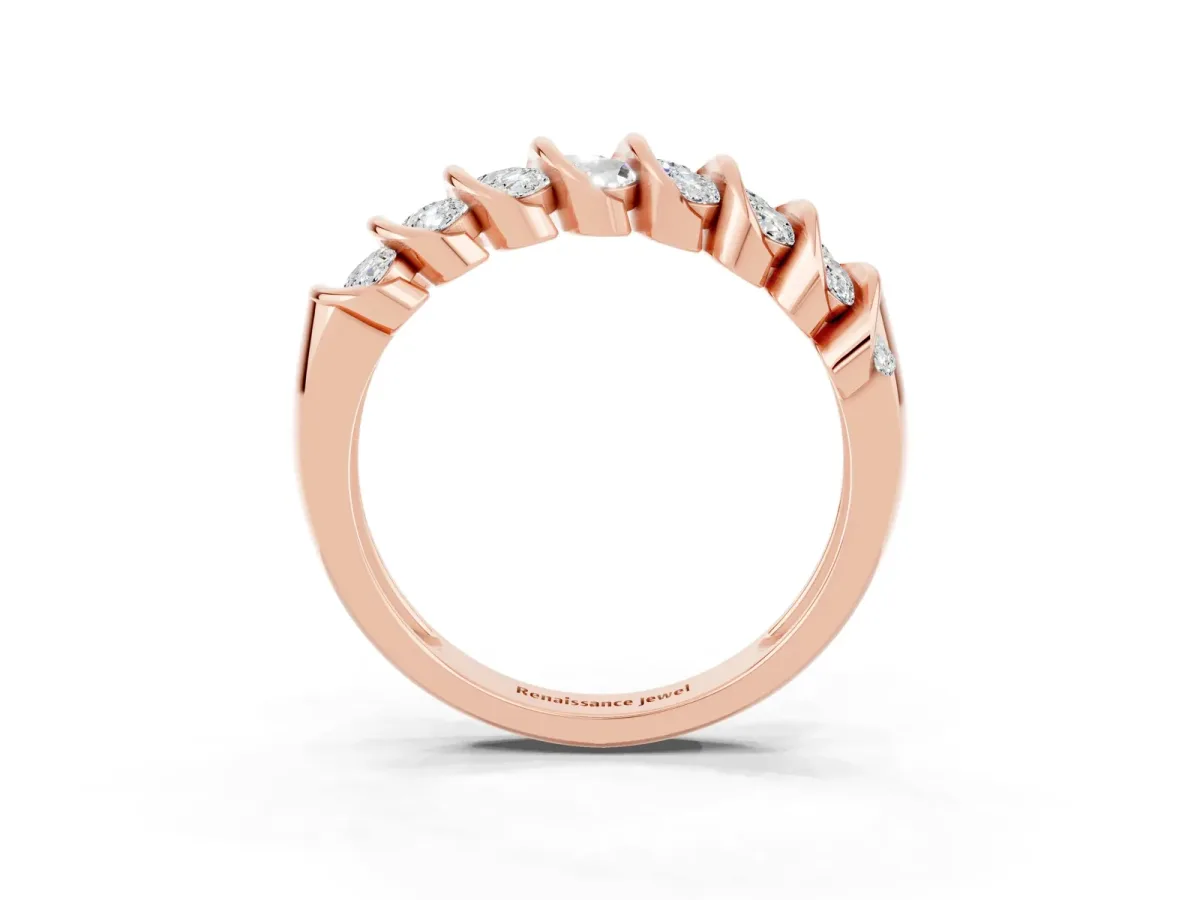Channel Set Round Moissanite Multi-Row Band Rose gold