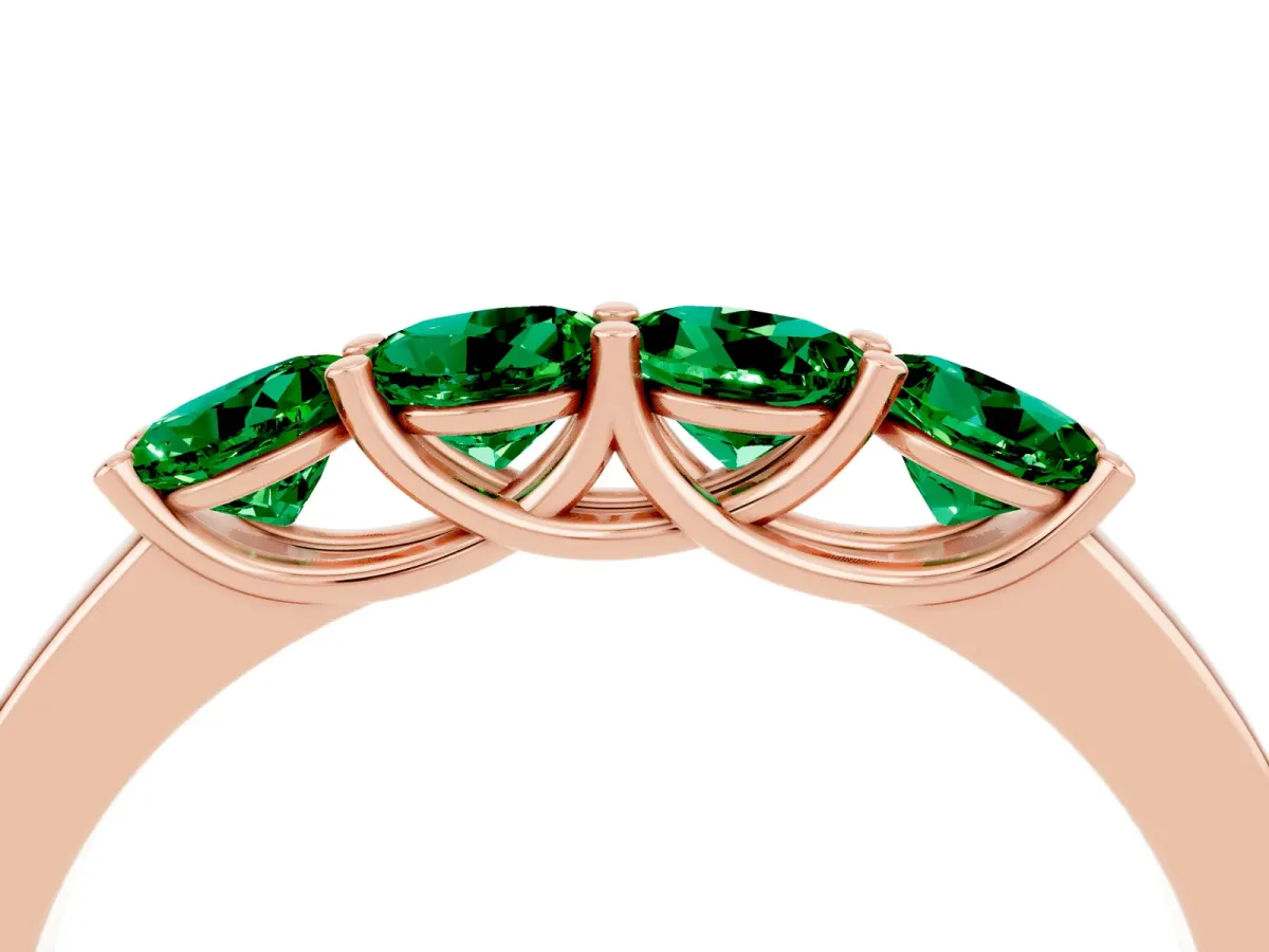 Four-Stone Round Emerald Prong-Set Band Rose gold
