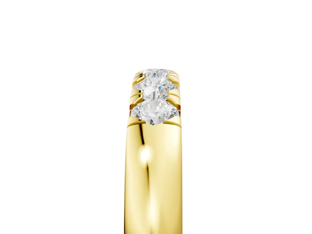 Round Diamond Channel Set Half Eternity Band Yellow gold