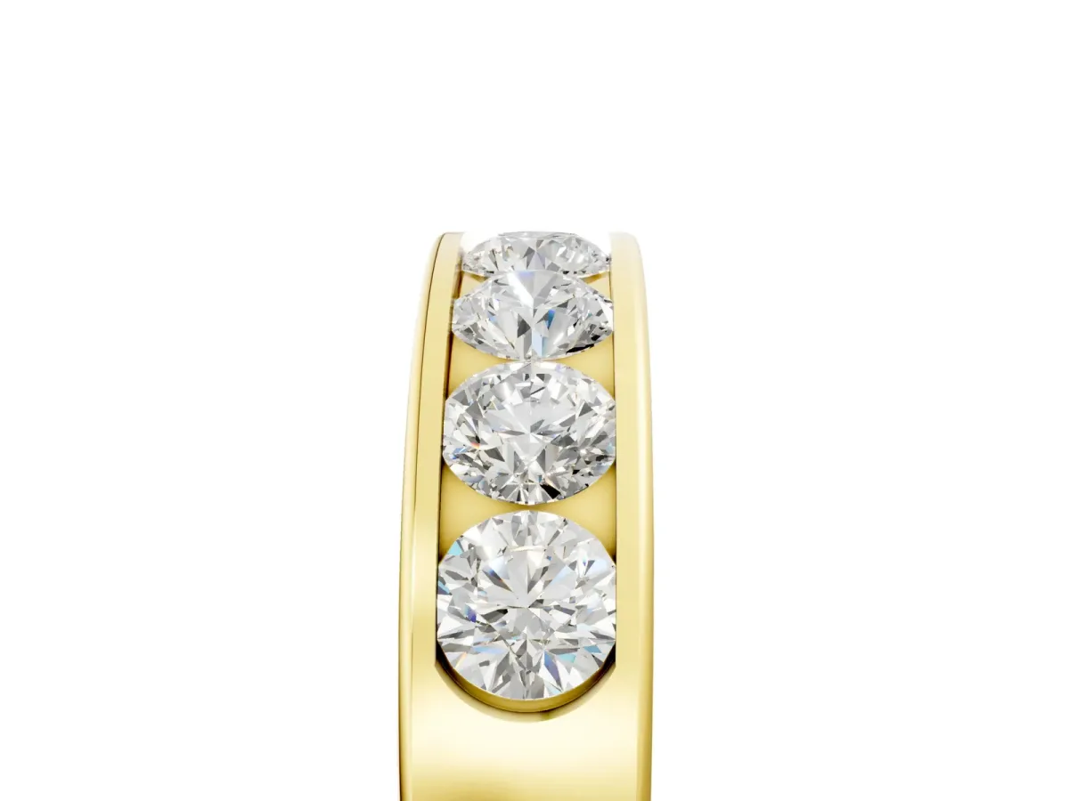 Channel Set Round Diamond Comfort Fit Band Yellow gold